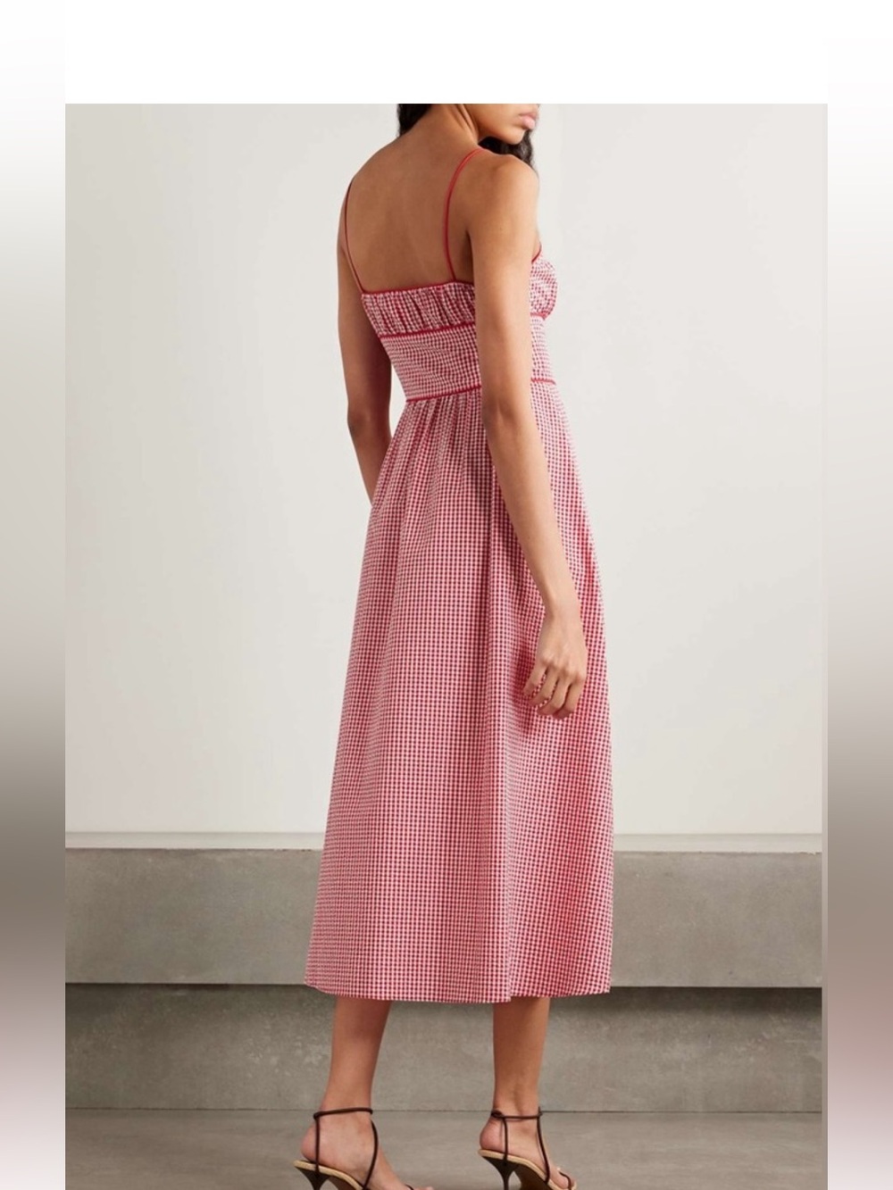 House of Harlow 1960 Red Belline Gingham Tie Midi Dress ( Doen) - Picture 4 of 8